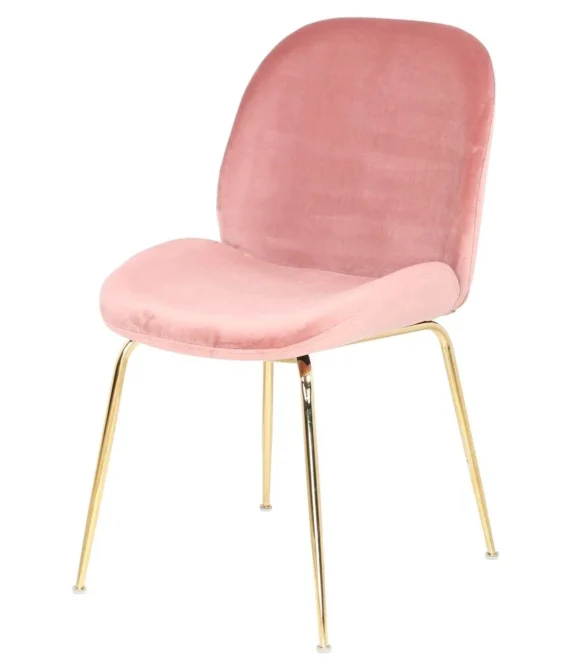 Silla Terciopelo Rosa con Patas Doradas